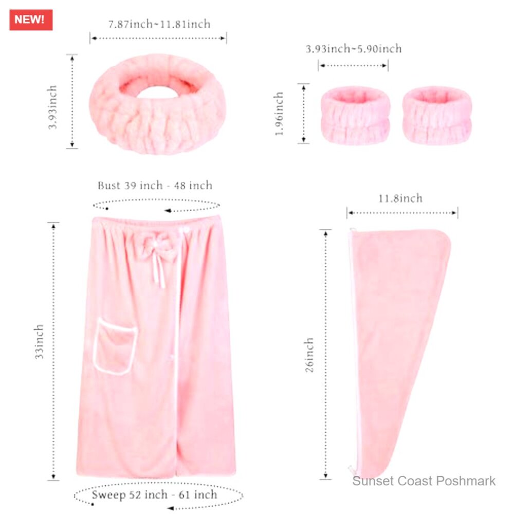 Microfiber Shower Robe Adjustable Closure Spa Wra… - image 2